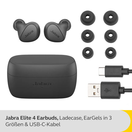 Jabra Elite 4 Wireless Earbuds | Active Noise Cancelling | Comfortable Bluetooth Earphones