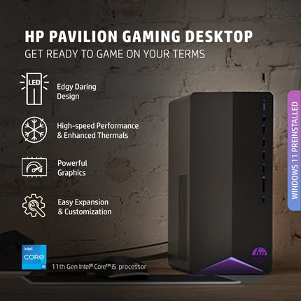 HP Pavilion Gaming Desktop PC 11th Gen (16GB RAM/Windows 11/MS Office/Shadow Black with Violet)