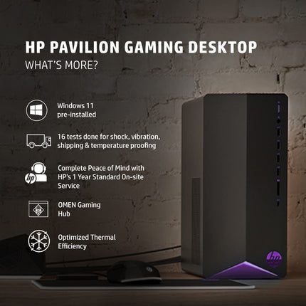 HP Pavilion Gaming Desktop PC 11th Gen (16GB RAM/Windows 11/MS Office/Shadow Black with Violet)