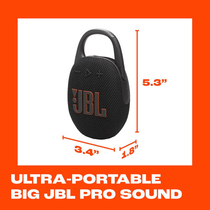 JBL Clip 5 - Ultra-Portable, Waterproof & Dustproof Bluetooth Speaker, Big Pro Sound with Punchy bass, Integrated Carabiner, Up to 12 Hours of Play, Made in Part with Recycled Materials (BRAND NEW/SEALED)