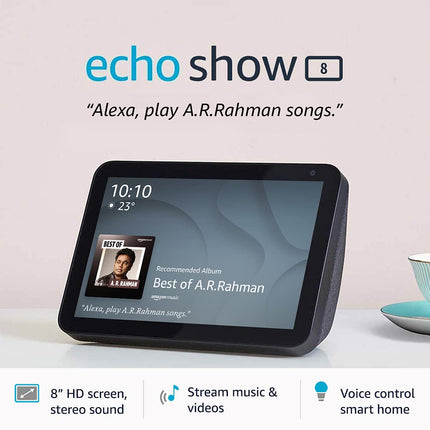 Amazon Echo Show 8 (1st Gen) – Smart display with Alexa - 20.32 cm (8") HD screen with stereo sound – Black