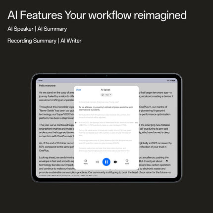 OnePlus Pad 2 (12.1 Inch) Snapdragon 8 Gen, Dolby Vision & Atmos, Open Canvas, AI features, 6 speakers, Wi-Fi with Cellular Data Sharing [Nimbus Gray]