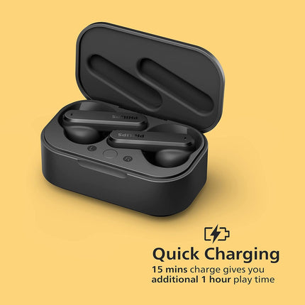 PHILIPS Audio TWS Tat4506 Bluetooth Truly Wireless in Ear Earbuds with Mic with Active Noise Cancellation, 24 Hrs Playtime (6+18), Ipx4, Touch Controls, C-Type Charging (Black)