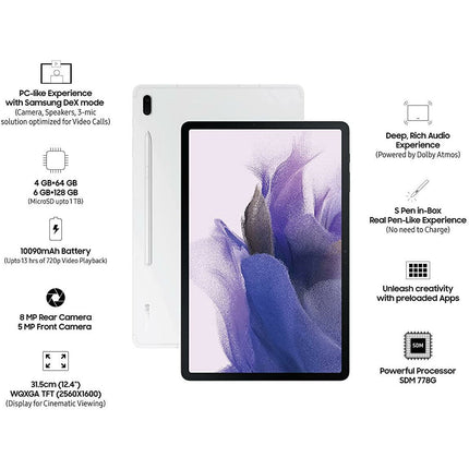 Samsung Galaxy Tab S7 FE 31.5 cm (12.4 inch) (RAM 4 GB, ROM 64 GB) Large Display, S-Pen in Box, Slim Metal Body, Dolby Atmos Sound - Grabgear.in