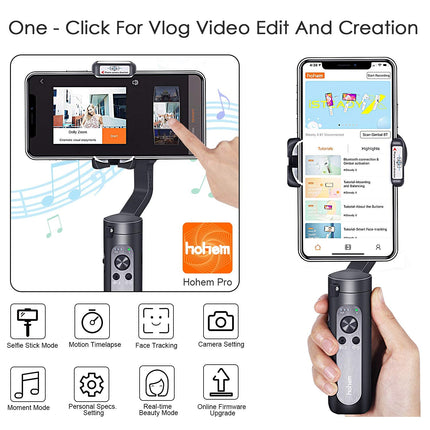 Hohem iSteady X - 3-Axis 259g Lightweight Smartphone Gimbal Foldable Handheld Pocket Stabilizer Youtuber Vlogger Live Video for iPhone 11 Pro Max X XS, Android (UNBOXED) - Unboxify